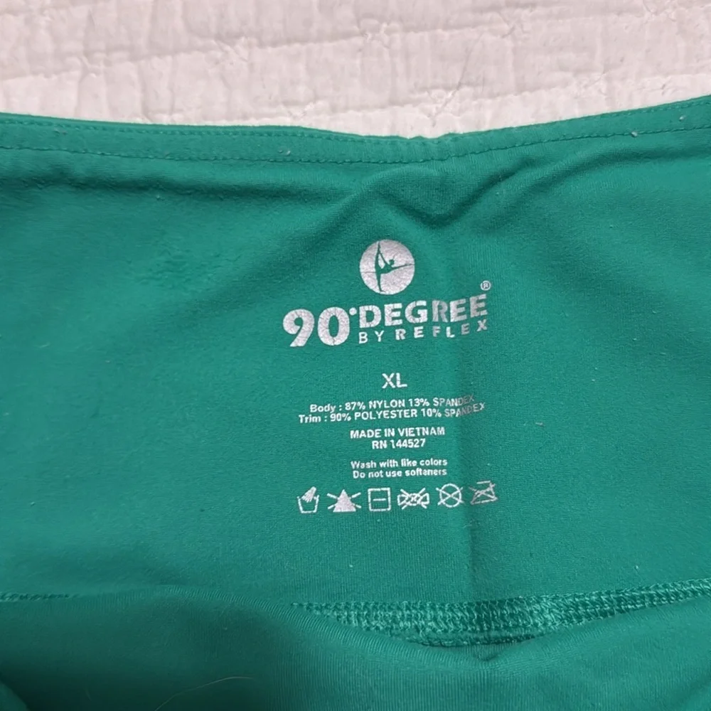 90 Degree By Reflex Green Bike Shorts Fitted Stretchy Design